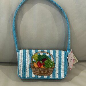 Handcrafted in India Beaded Bag Striped Farmers Market Fruit Vegetable Basket